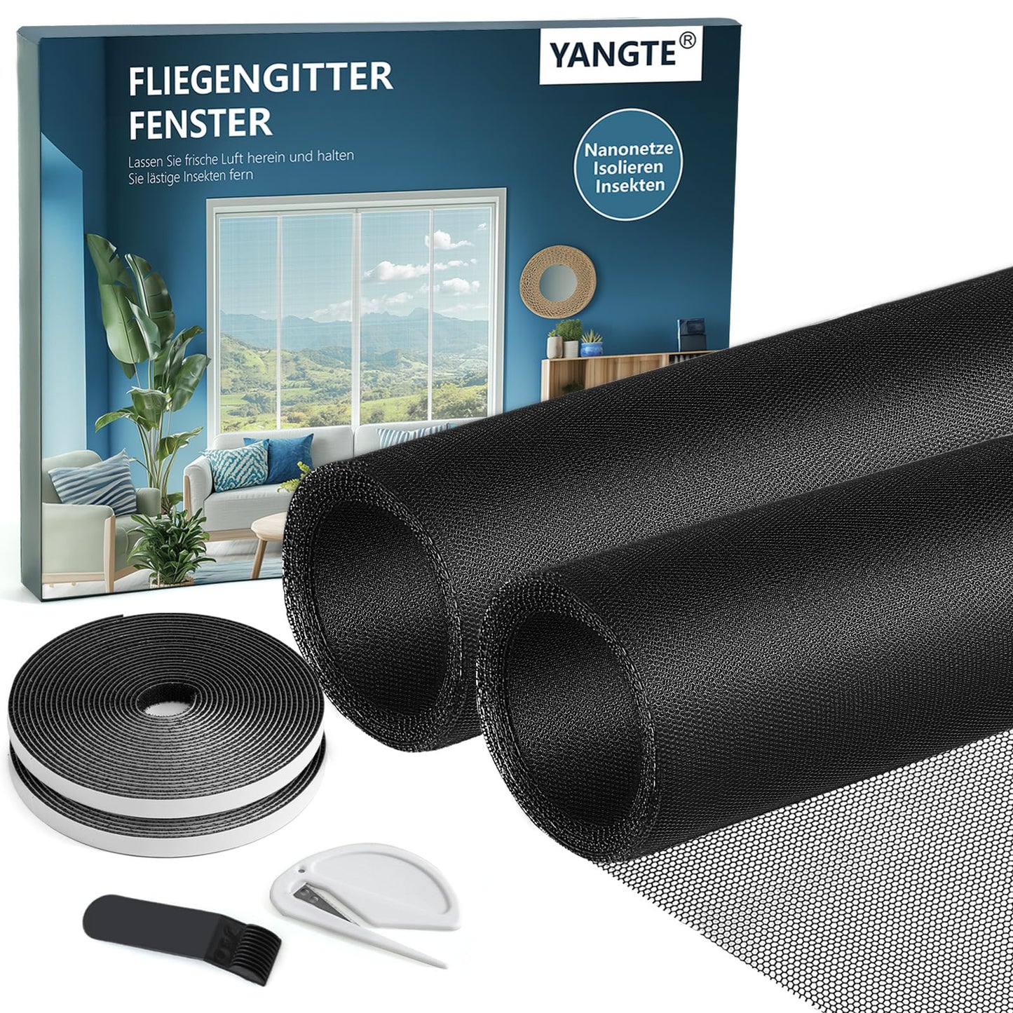 Zanzariera finestra 130x150 cm 2 pezzi senza fori – Nero