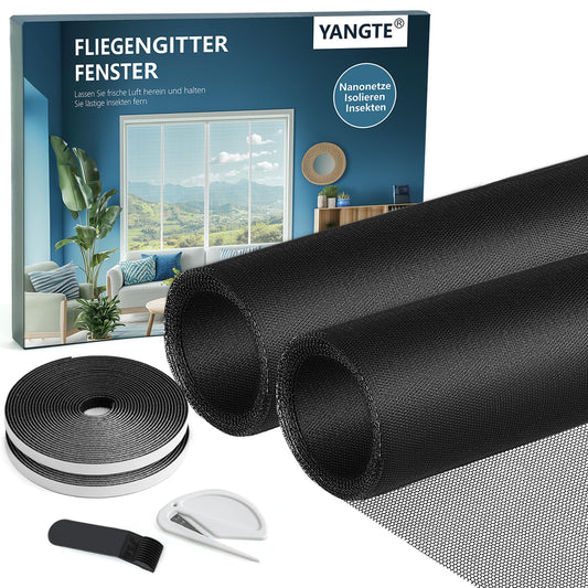 Zanzariera finestra 130x150 cm 2 pezzi senza fori – Nero