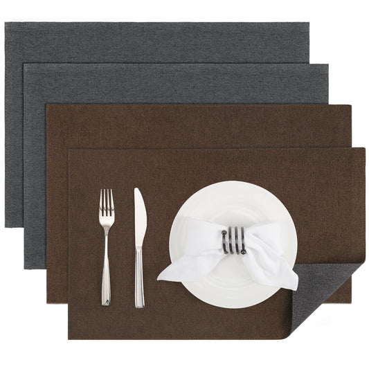 Set 4 tovagliette americane lavabili antiscivolo double face 45x30 cm grigio/marrone