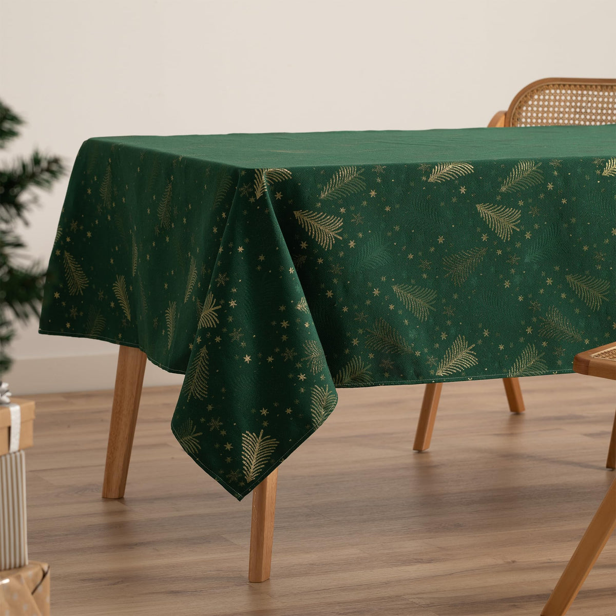 Tovaglia natalizia jacquard filo oro – Verde 140x200 cm