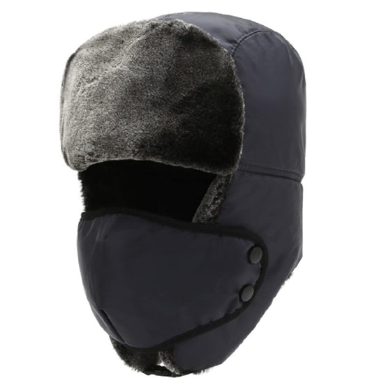 Cappello aviatore invernale impermeabile con paraorecchie – Nero