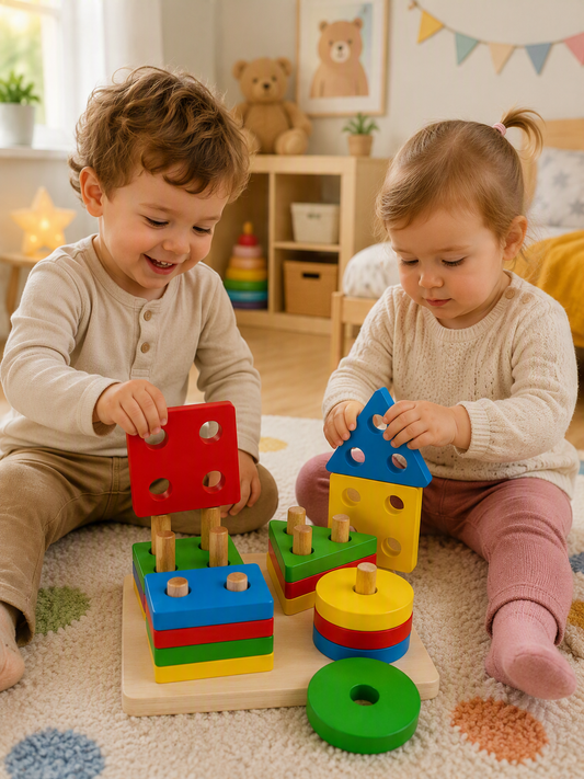 Gioco Montessori incastri forme in legno – 16 pezzi