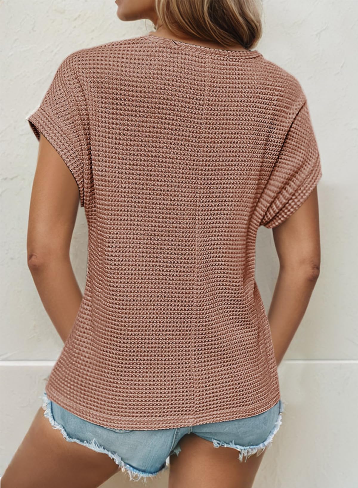 Maglietta donna estiva in pizzo maniche corte – Marrone