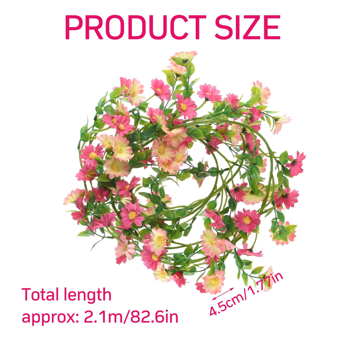 Ghirlanda decorativa con 88 fiori artificiali – Rosa acceso