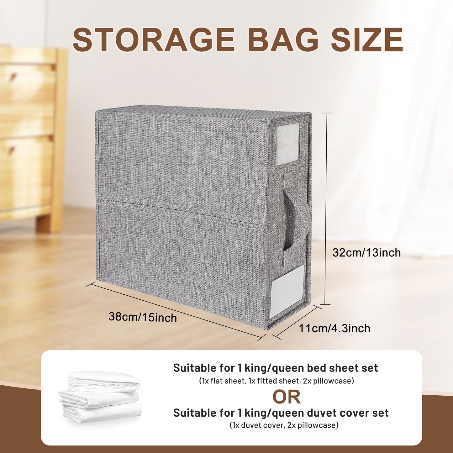 COCASES Set 4 sacchi porta biancheria pieghevoli sottoletto – Grigio