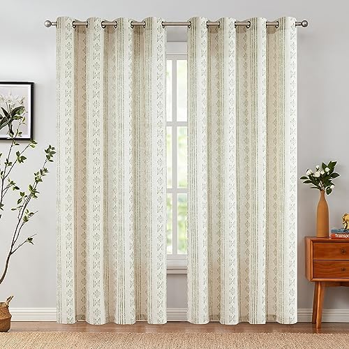 Tende boho con occhielli 140x225 cm – Verde e beige