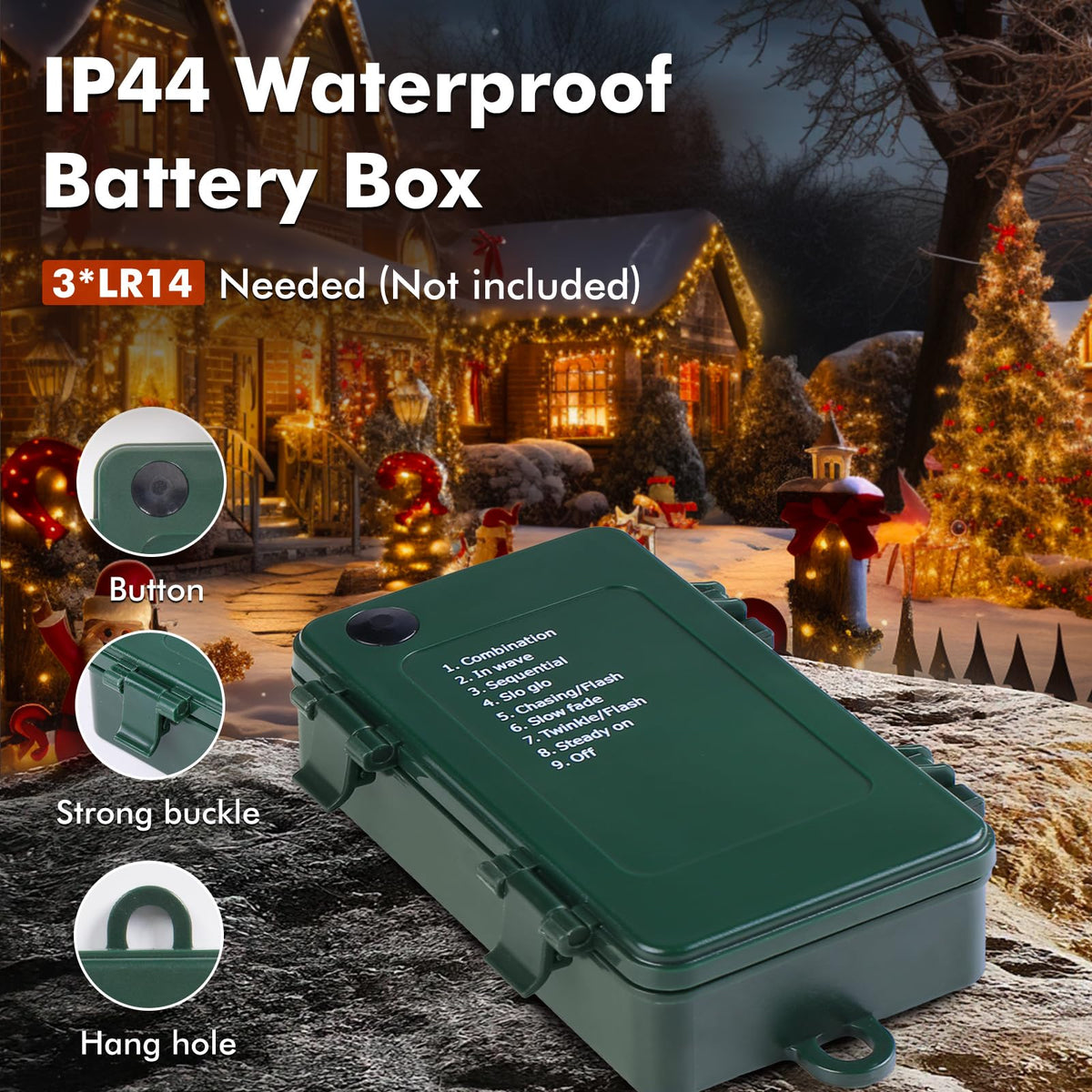 Luci natalizie a batteria 25 m 1000 LED bianco caldo impermeabili
