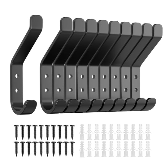 Set 10 ganci appendiabiti in metallo da avvitare – Nero 10 cm