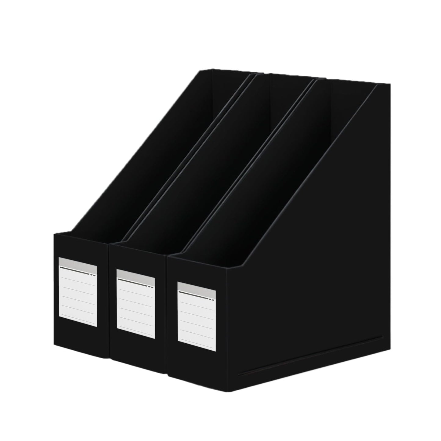 Portariviste in cartone nero con etichette, set da 3