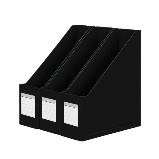 Portariviste in cartone nero con etichette, set da 3