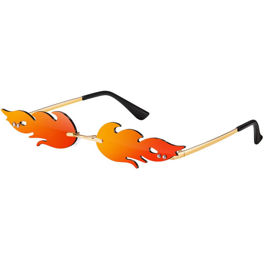 Occhiali da sole senza montatura effetto fiamma – Rosso specchiato