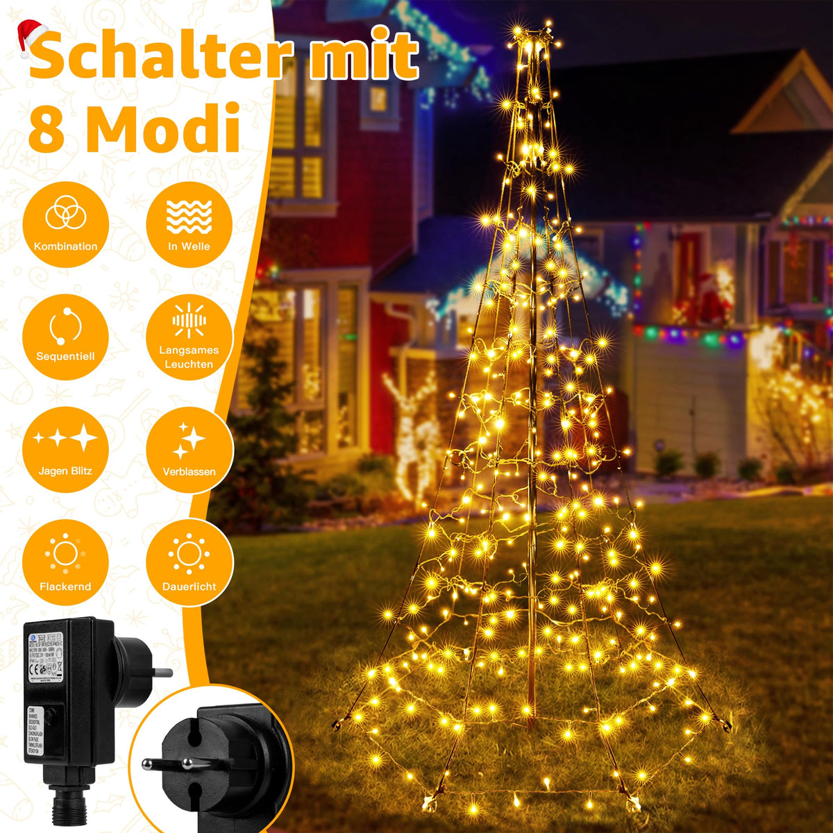 Luci per albero di Natale 1,8 m 234 LED con 8 modalità – Bianco caldo