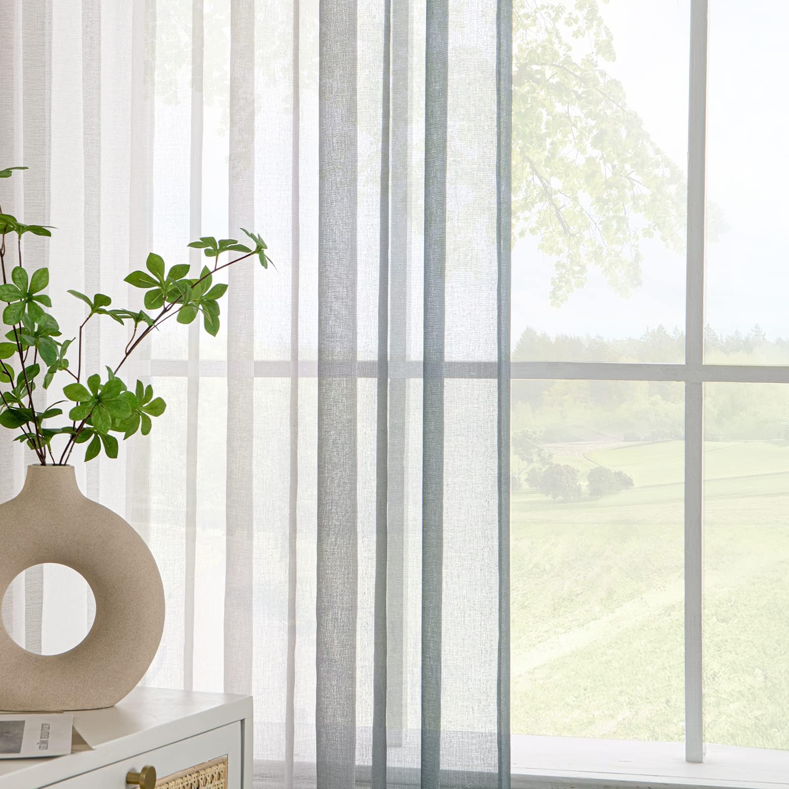 Tende voile bicolore semitrasparenti con occhielli 140x160 cm grigio set da 2