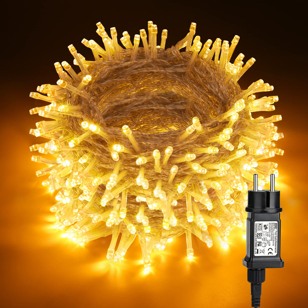 Luci natalizie 50 m 500 LED per interno/esterno, 8 modalità – Bianco caldo