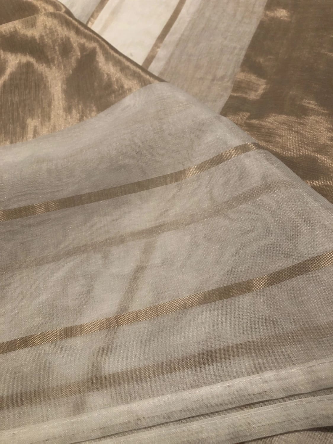 Tende semitrasparenti set da 2 beige e bianco 260x140 cm