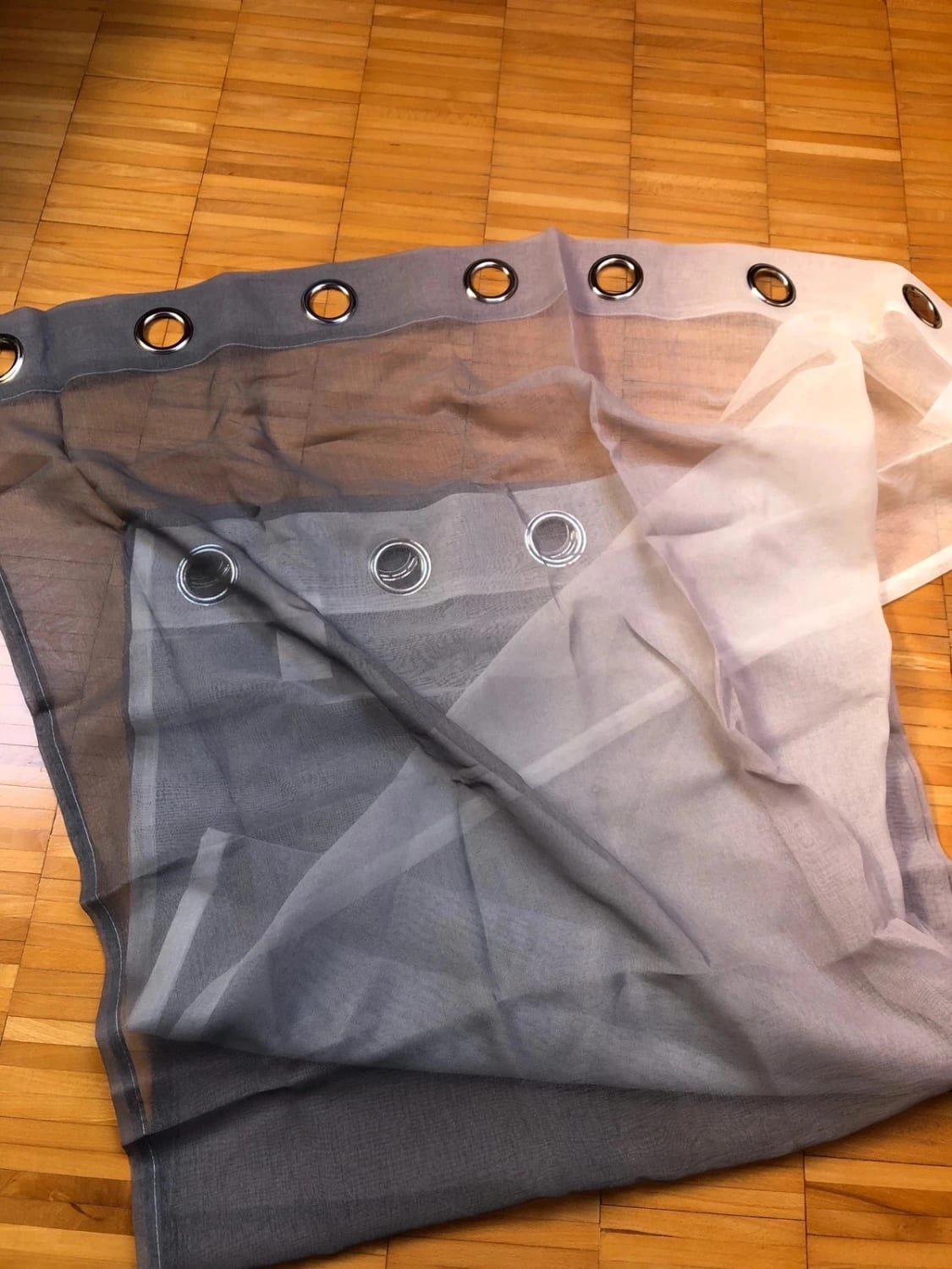Tende voile bicolore semitrasparenti con occhielli 140x160 cm bianco e grigio set da 2
