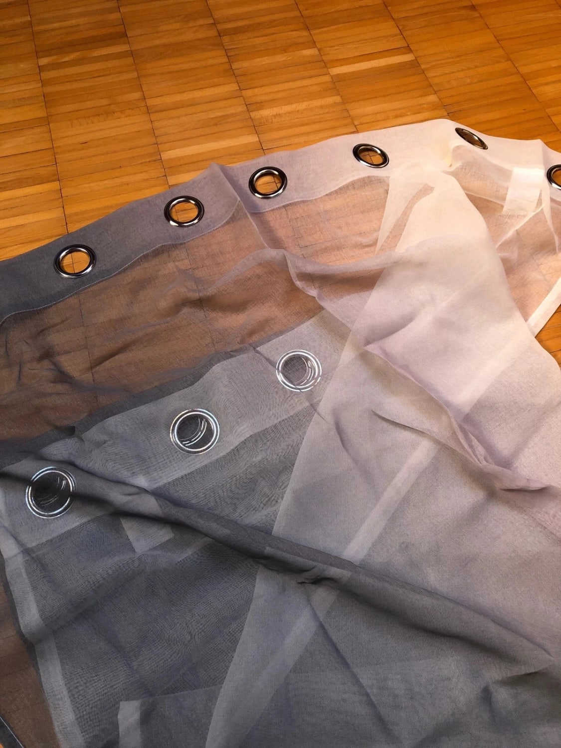 Tende voile bicolore semitrasparenti con occhielli 140x160 cm bianco e grigio set da 2