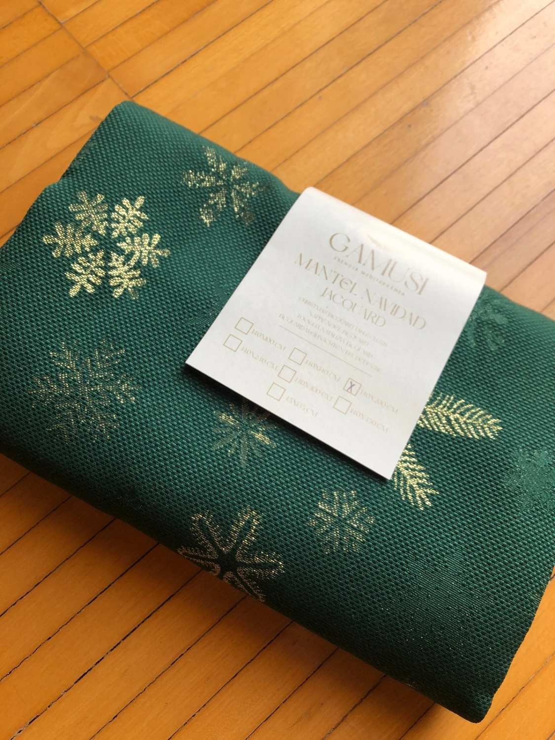 Tovaglia jacquard 140x200 cm – Verde con filo oro
