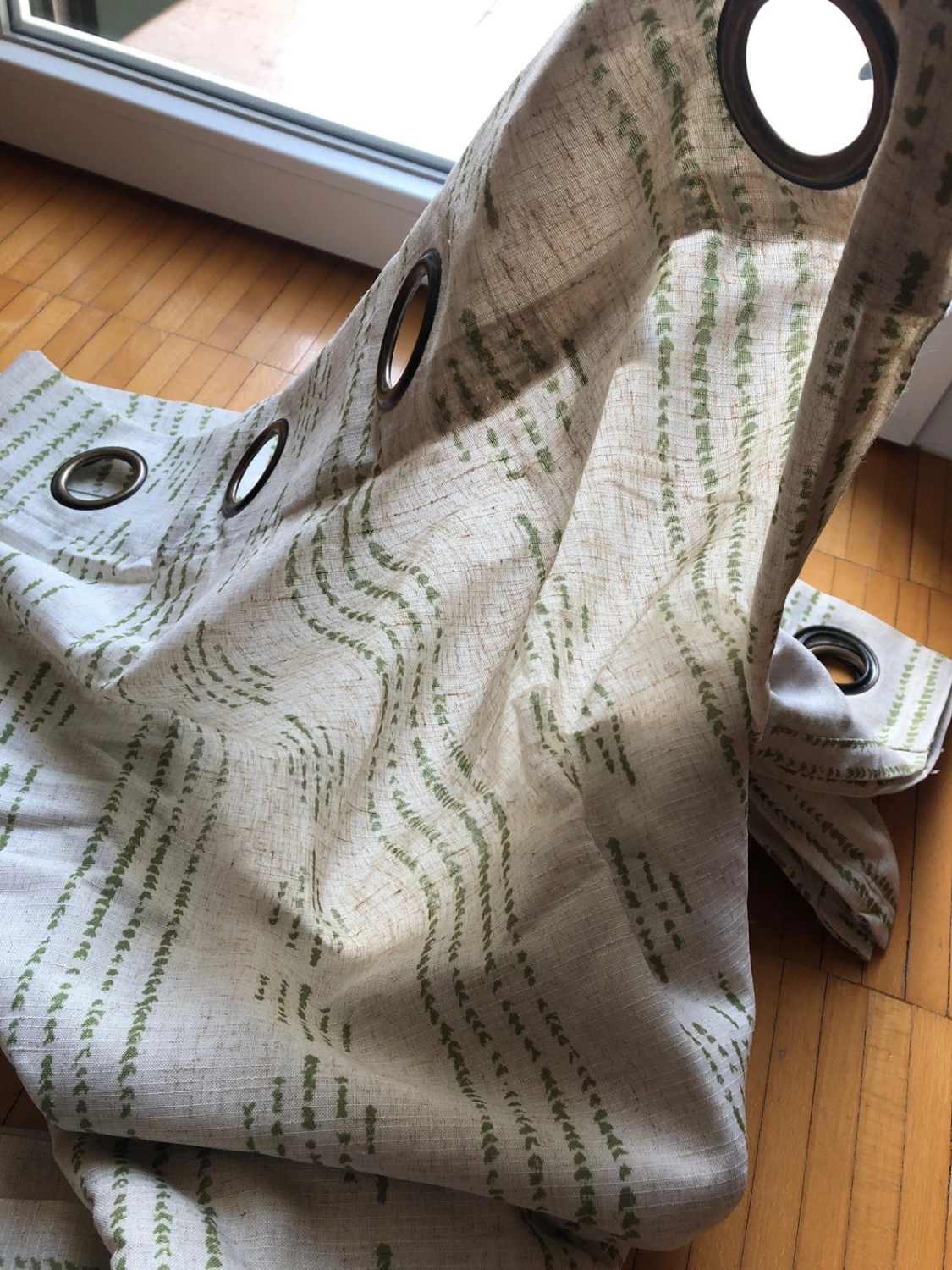 Tende boho con occhielli 140x225 cm – Verde e beige
