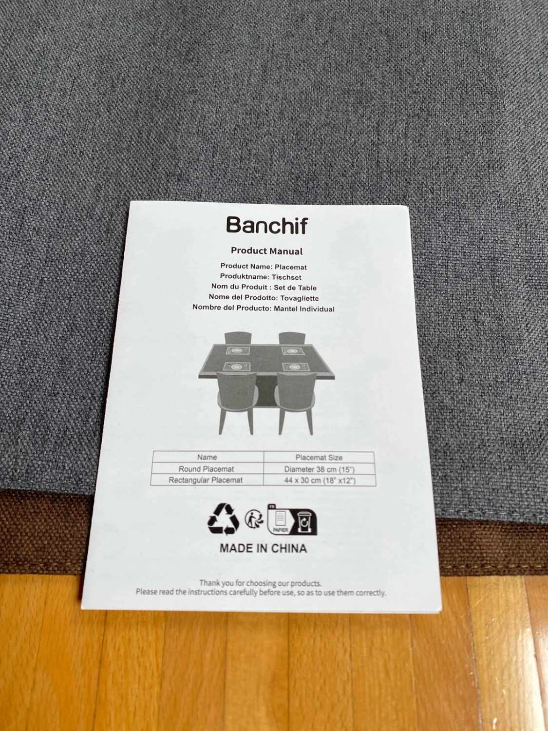 Set 4 tovagliette americane lavabili antiscivolo double face 45x30 cm marrone e ceruleo