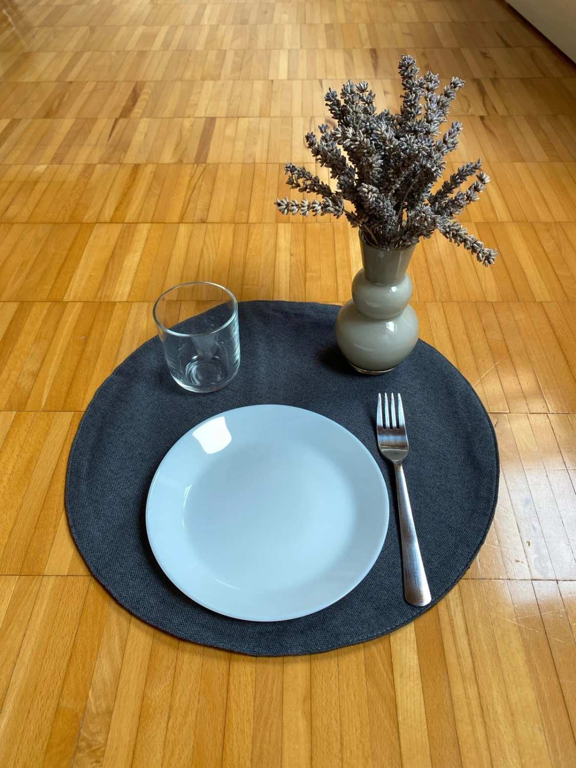 Set 4 tovagliette rotonde lavabili antiscivolo diametro 38 cm marrone e ceruleo