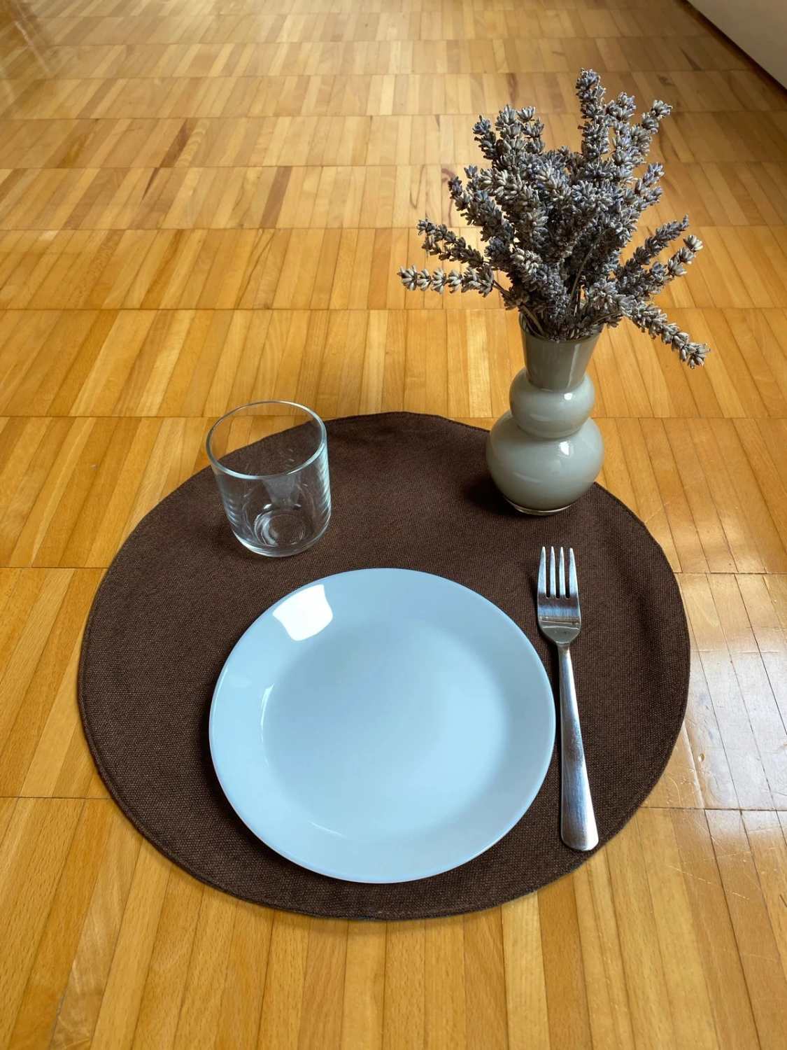 Set 4 tovagliette rotonde lavabili antiscivolo diametro 38 cm marrone e ceruleo