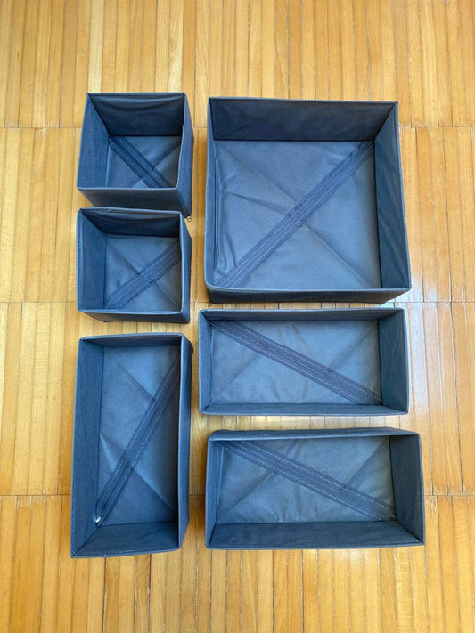 Organizer per cassetti in tessuto, set da 6 – Grigio