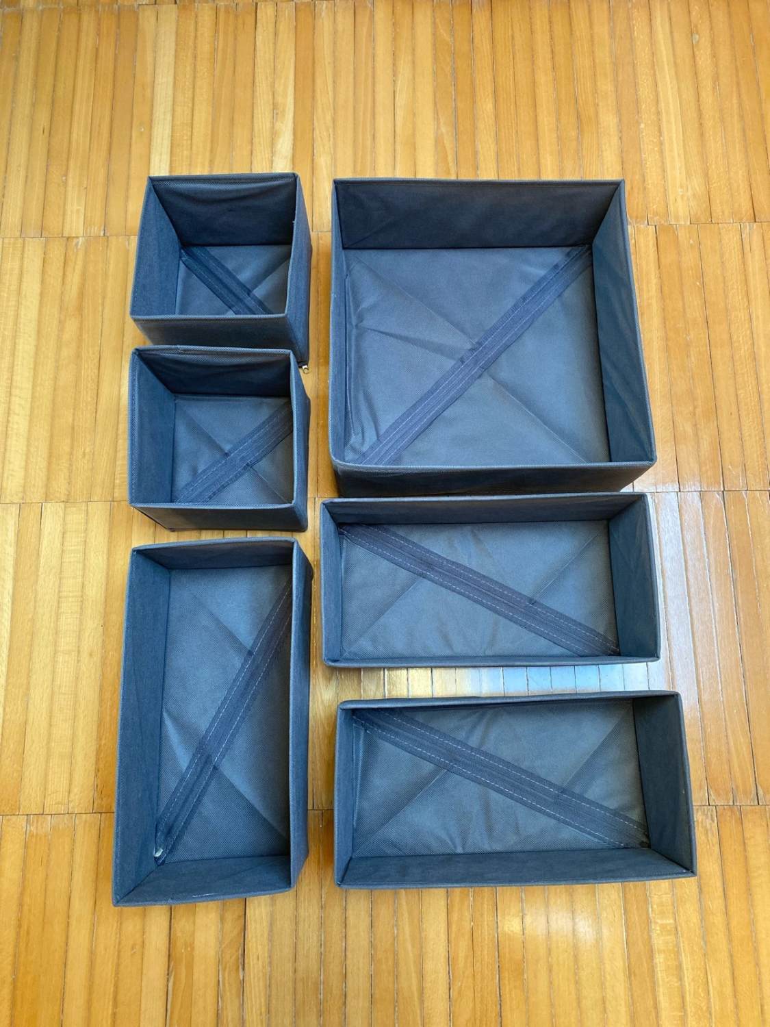 Organizer per cassetti in tessuto, set da 6 – Grigio