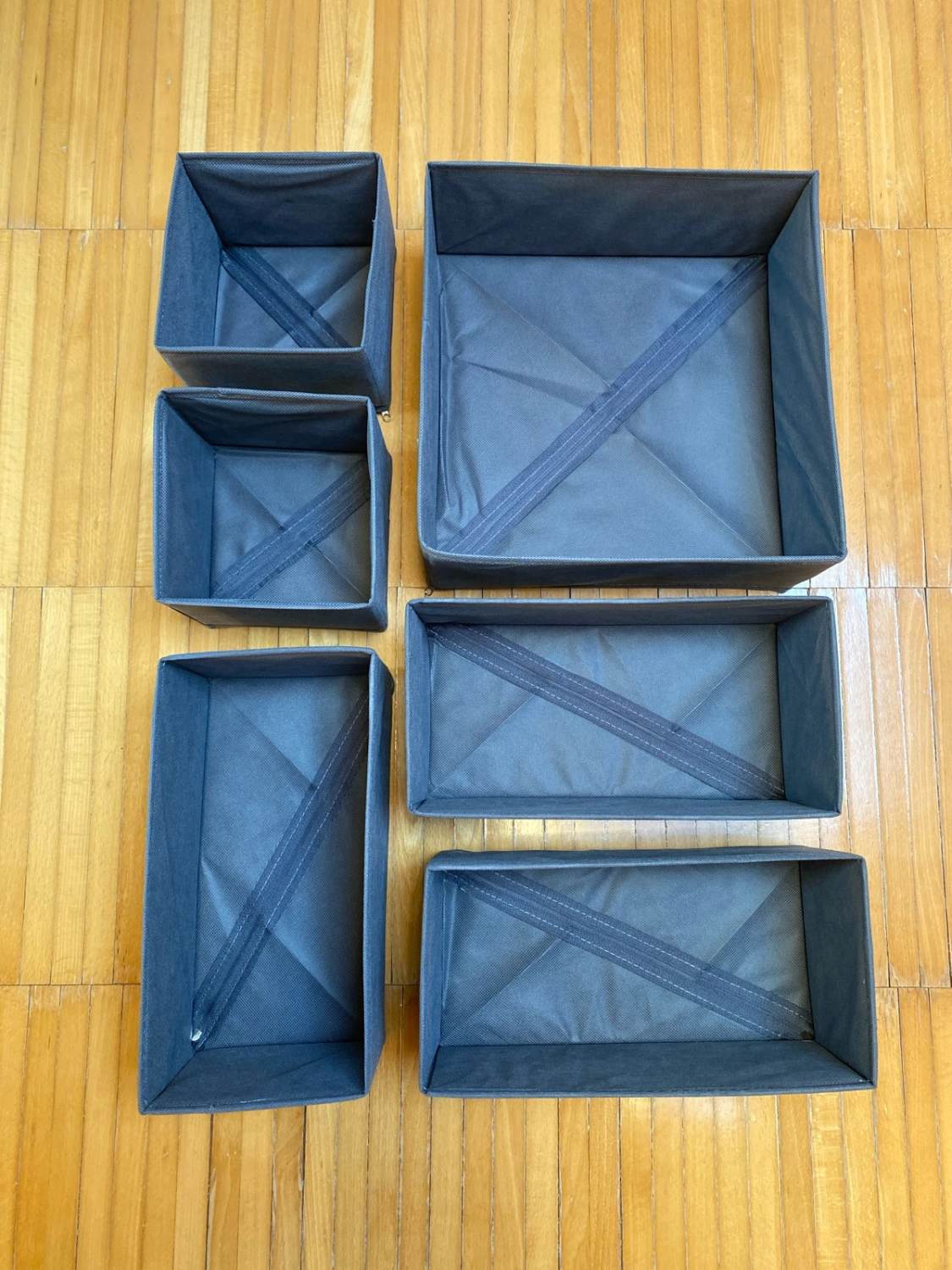Organizer per cassetti in tessuto, set da 6 – Grigio
