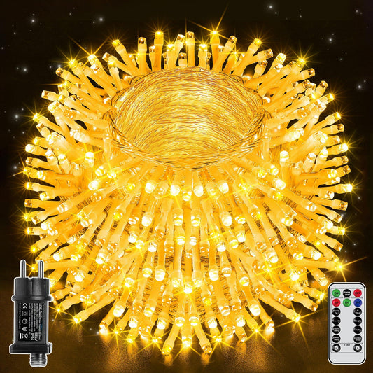Catena luminosa esterna 100 m 1000 LED con telecomando, 8 modalità, timer IP44 – Bianco caldo