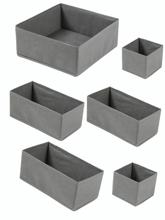 Organizer per cassetti in tessuto, set da 6 – Grigio