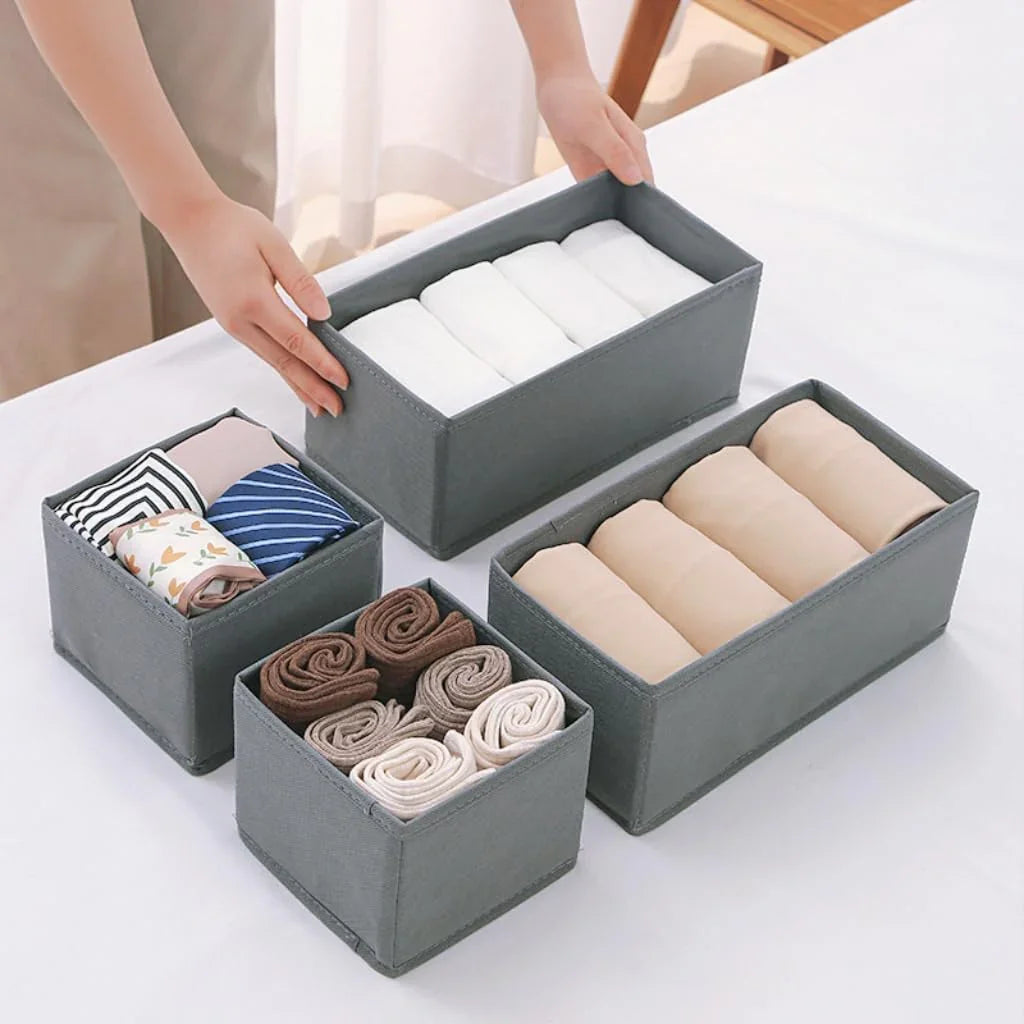 Organizer per cassetti in tessuto, set da 6 – Grigio